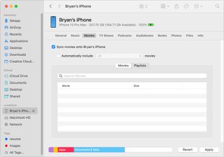 To sync movies between your iPhone or iPad, check the box Sync Movies onto your device, click the Automatically include box. Use the pull-down based on your preferences.