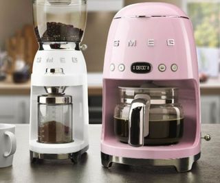 Smeg drip coffee machine on countertop