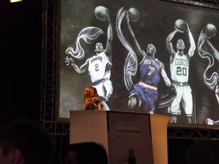 Sara Blake showing her work for Nike during her talk