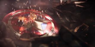 Captain America's shield, on the ground, in the upcoming Avengers game.