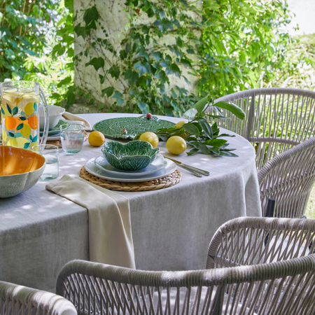 Cabbage shaped bowl on a summer tablescape.