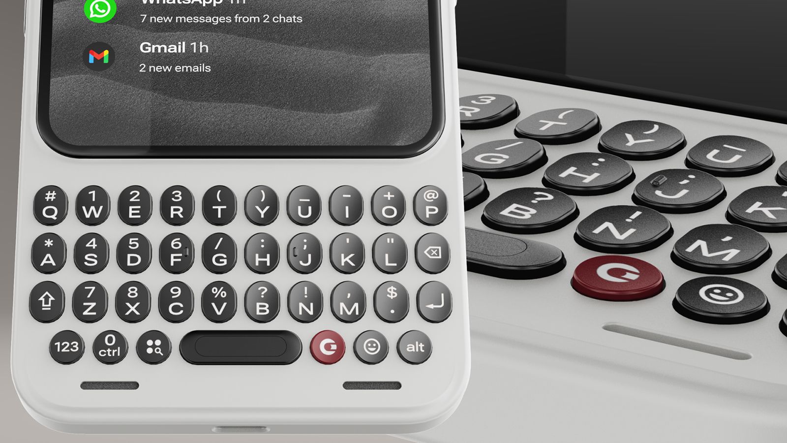 A close-up of the keyboard on a Clicks Communicator