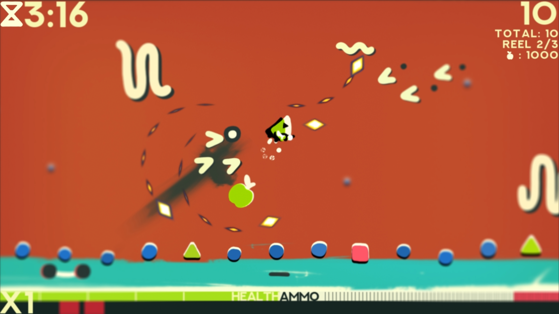 Screenshot from artistic bullet hell indie game ZOE Begone!