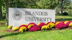 The entrance to Brandeis University in Waltham, Massachusetts.