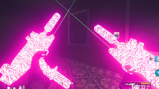 A person holding up two violently glowing Uzis in Call of Duty: Modern Warfare 3 (2023).