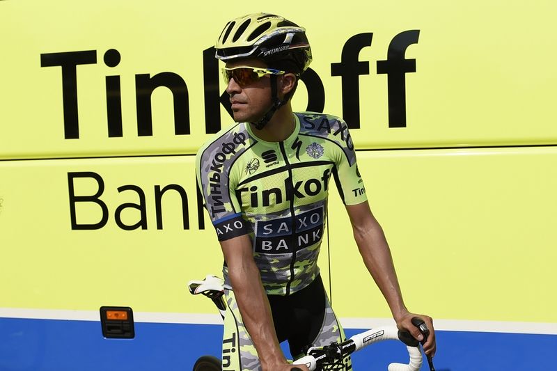 Alberto Contador in the Tinkoff-Saxo camo team jersey for the Tour de France