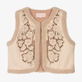Teen Girls Pink Embroidered Gilet