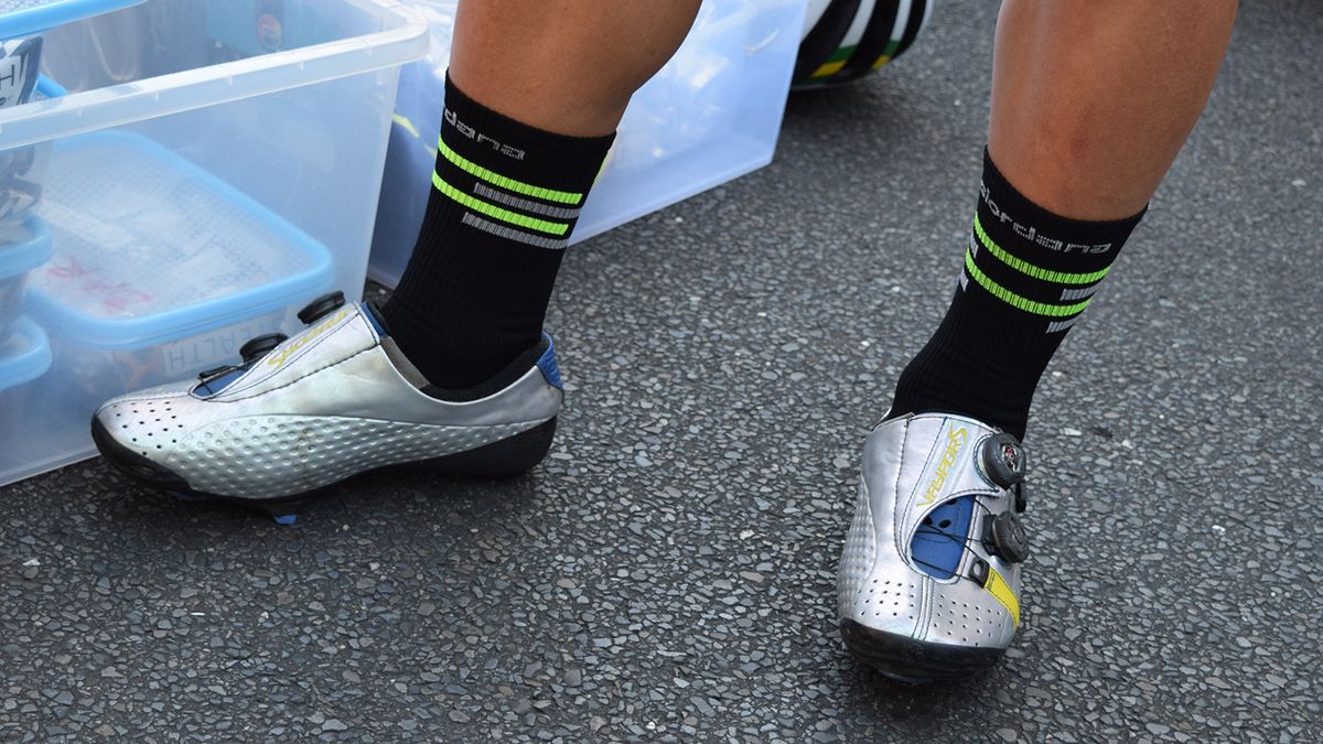 Caleb Ewan wears customised Bont Vaypor S shoes