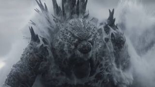 Godzilla rising from the ocean in Godzilla Minus Zero