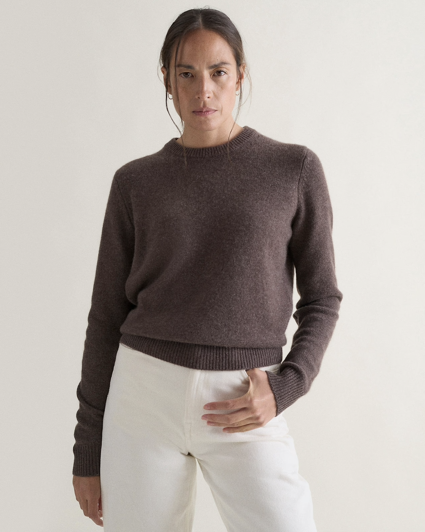 Rise &amp;amp; Fall, Women's Finest Cashmere Mid-Weight Crew Neck Jumper - Chocolate - Xs / Chocolate