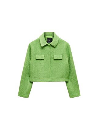 Cropped Tweed Jacket With Pockets - Women