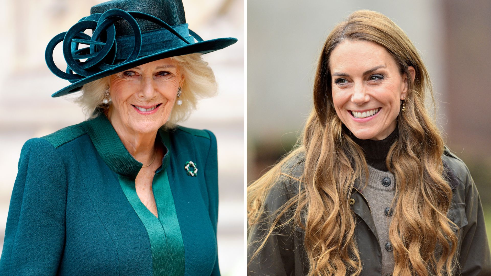 A composite of a picture of Queen Camilla and a picture of Kate Middleton