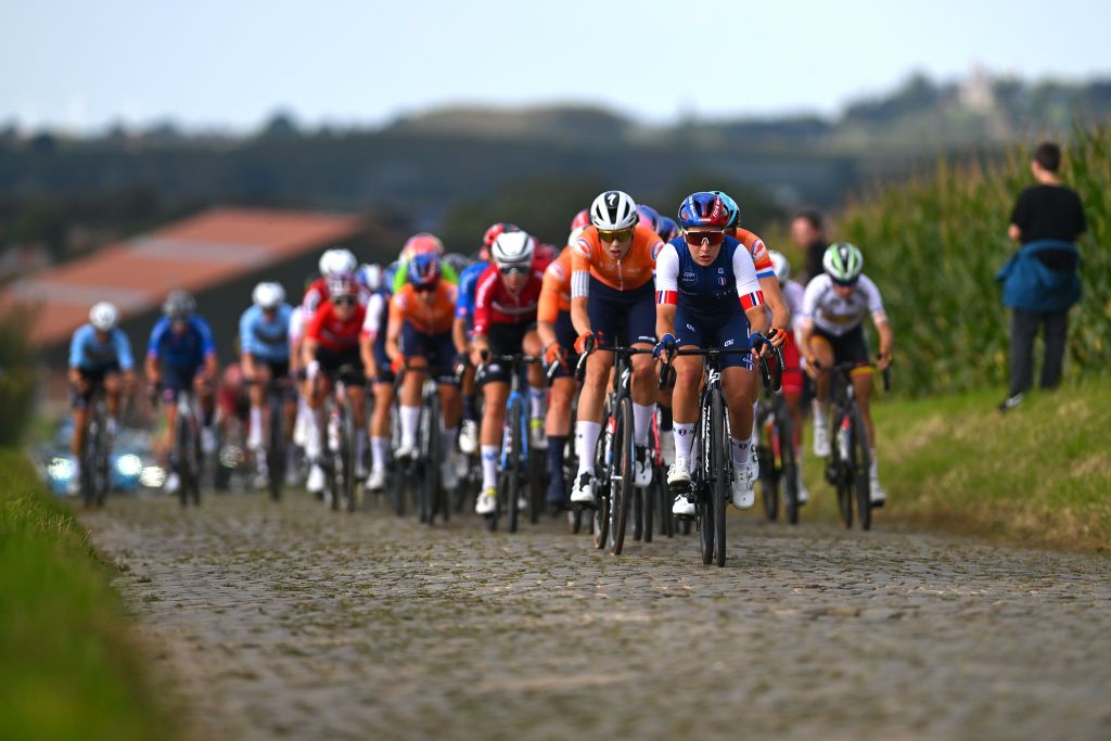 Sections of cobbles were a factor in the UEC Road Race European Championships