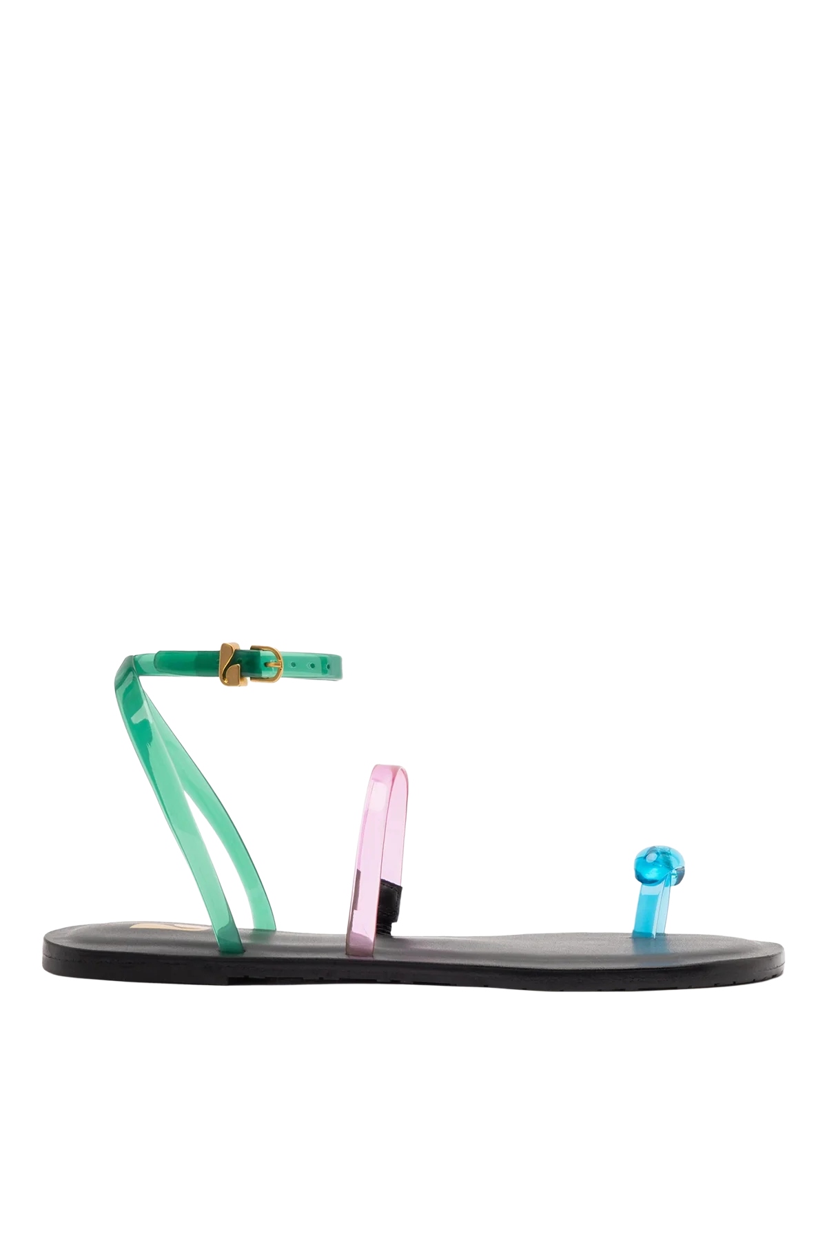 Multicolored jelly strap sandals.