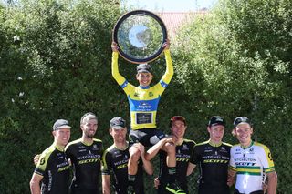 Esteban Chaves enjoys the moment with his Mitchelton-Scott teammates