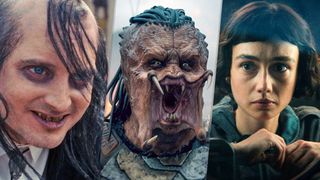 (From L to R) Elijah Wood as Fritz Garbinger in The Toxic Avenger, Dimitrius Schuster-Koloamatangi as Dek in Predator: Badlands, and Sydney Chandler as Wendy in Alien: Earth.