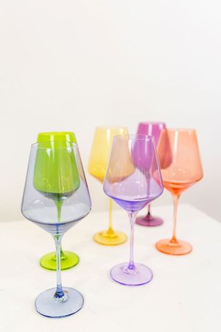 Estelle Set of 6 Colored Wine Stemware 