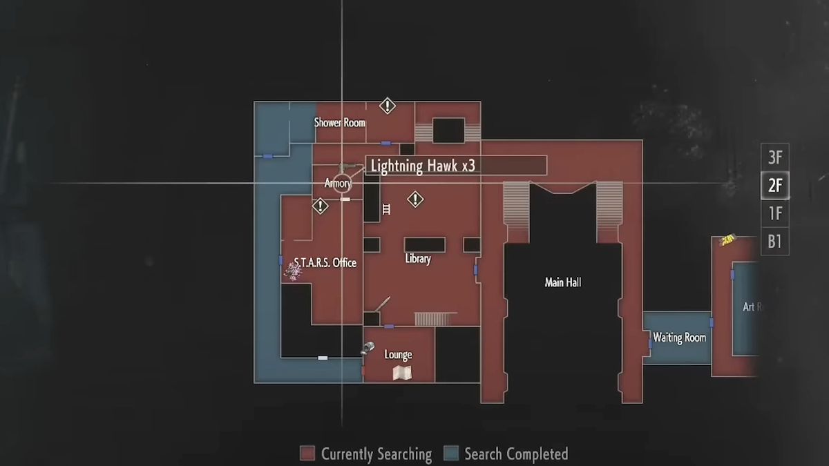 Resident Evil 2 Remake - map view of the magnum's location