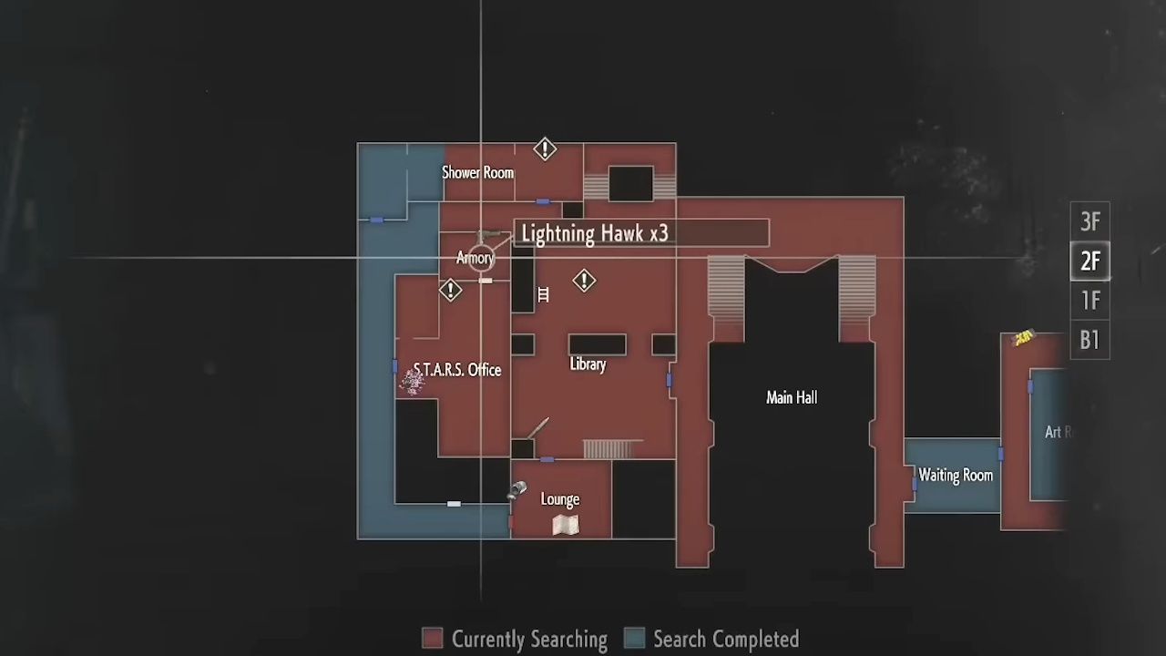 Resident Evil 2 Remake - map view of the magnum's location