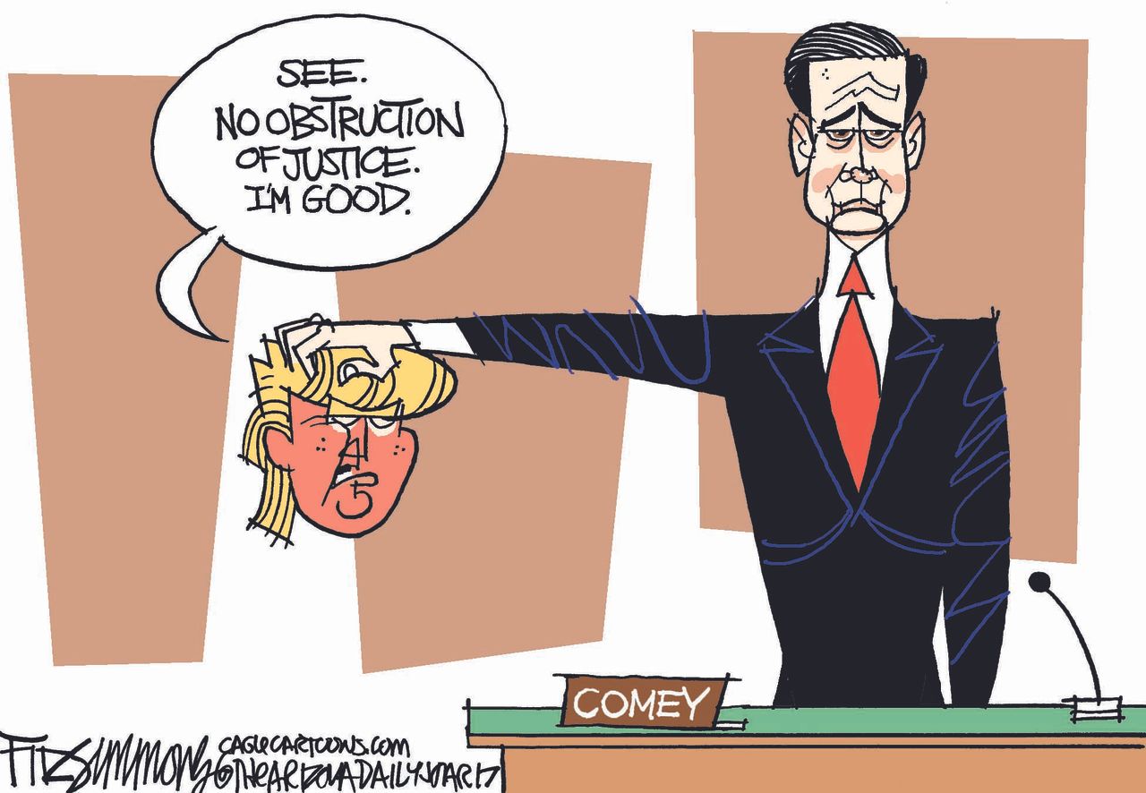 Political cartoon U.S. Comey testimony Kathy Lee Griffin