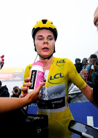 Lotte Kopecky, leader during last year’s TdFF, refuels after stage seven