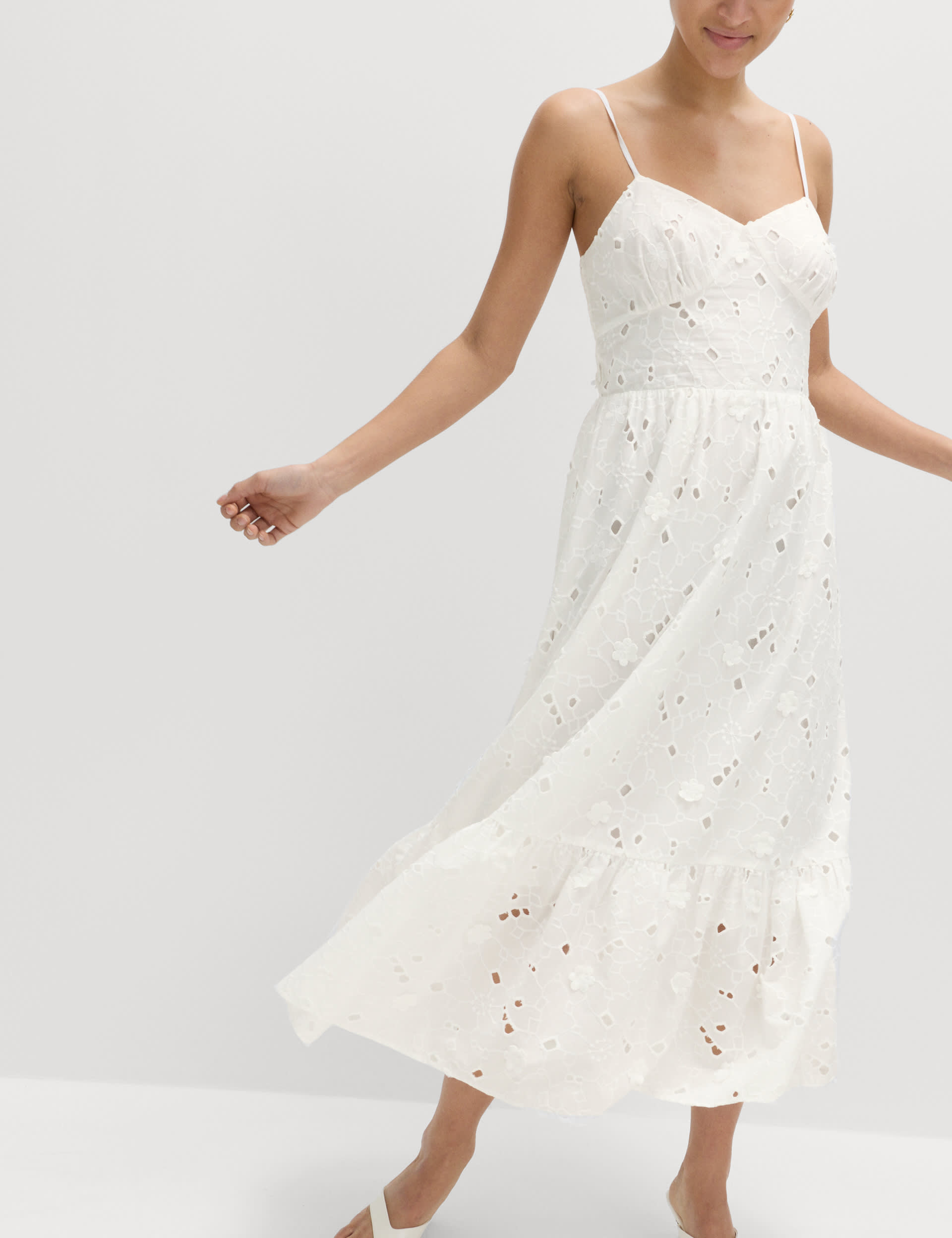 Pure Cotton Broderie Midaxi Cami Dress