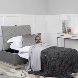 grey ottoman with bed pull out