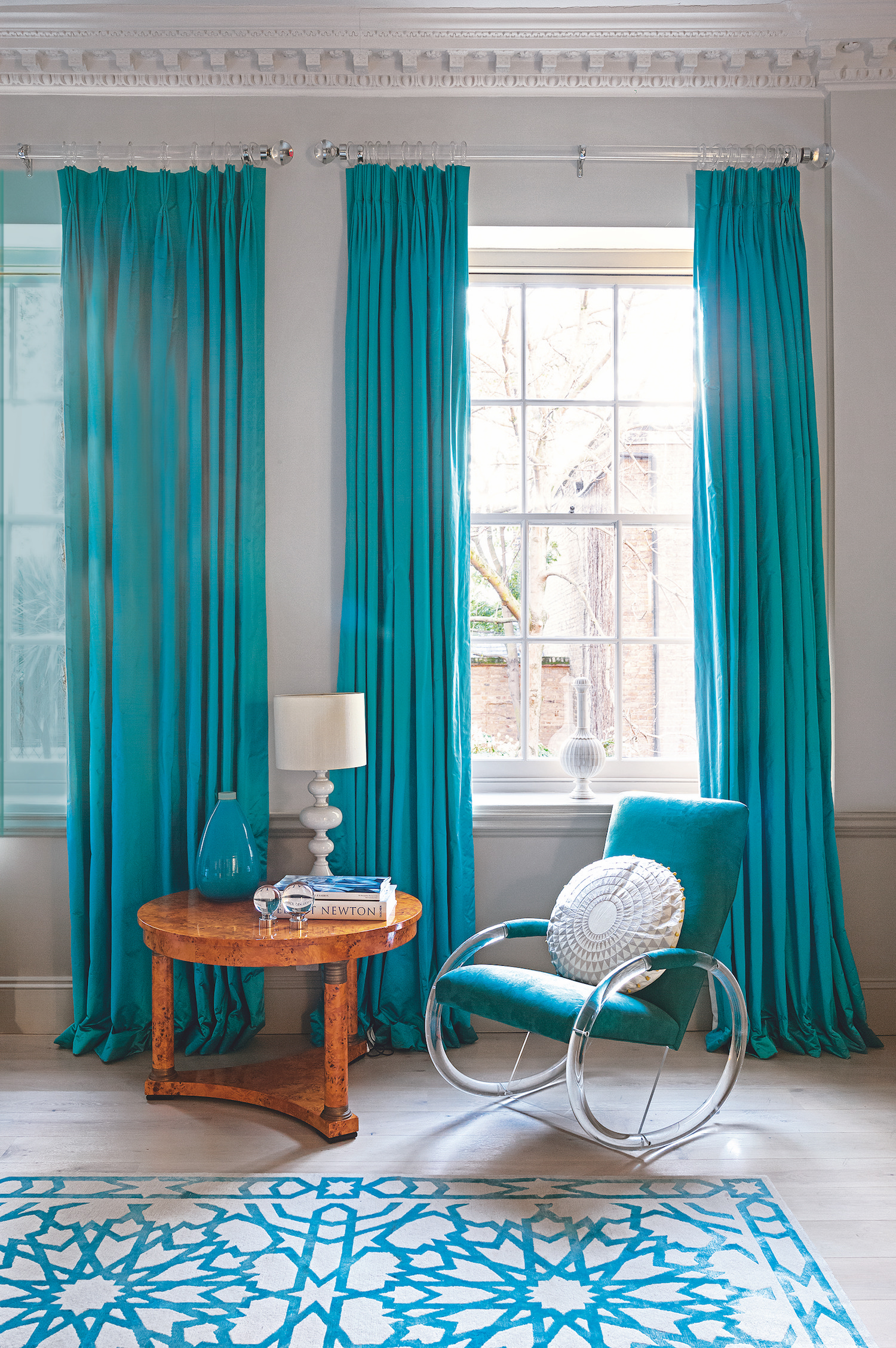 turquoise blue curtains