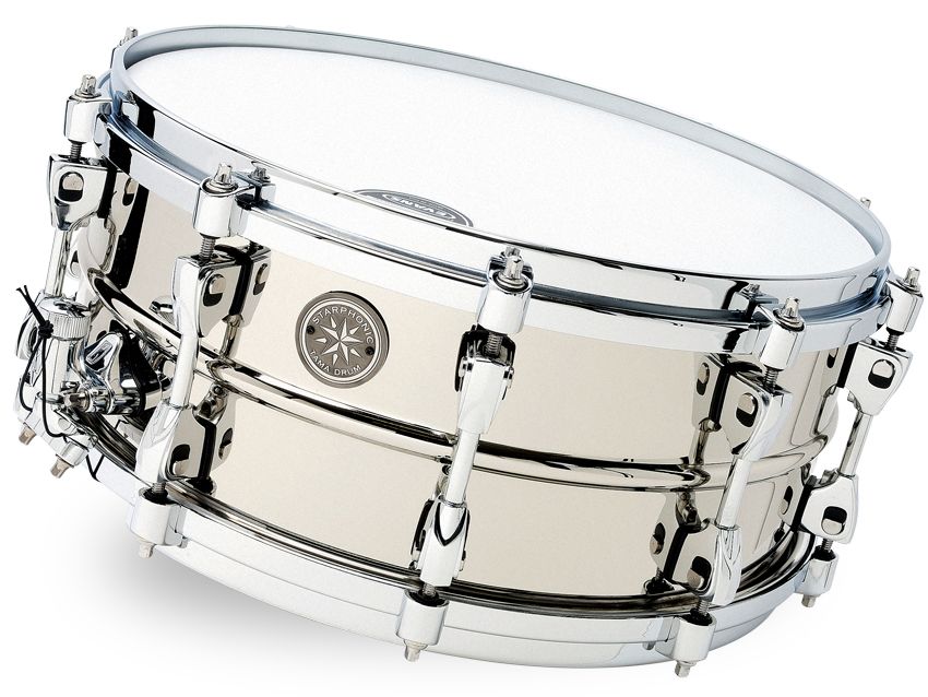 The drum is cut from a single sheet of brass bent into shape and nickel coated