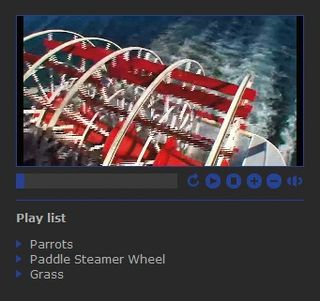 Our finished media player, complete with a playlist of files available