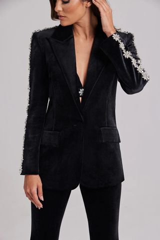 black blazer with rhinestones