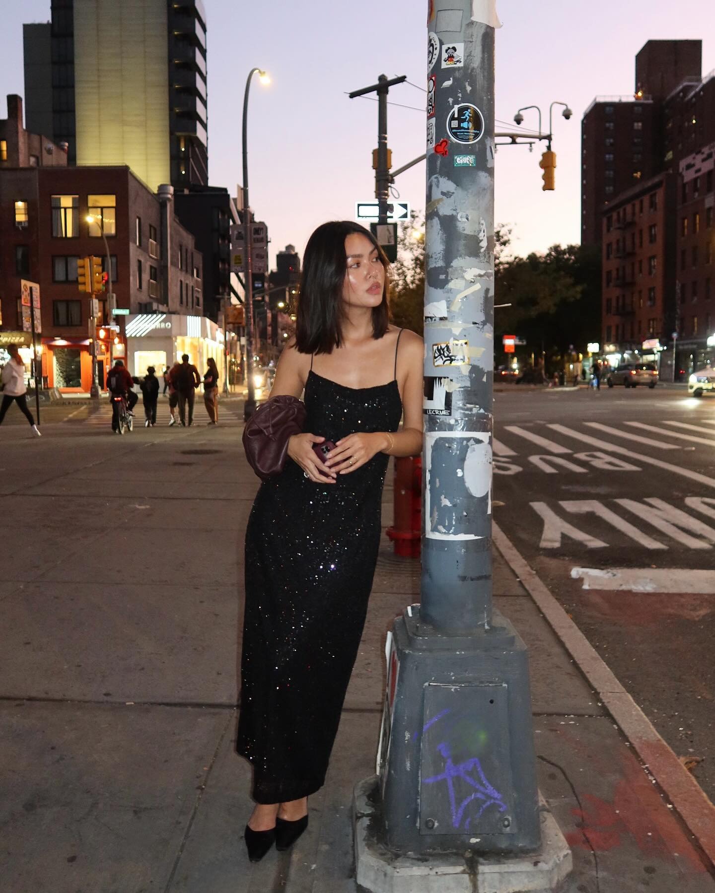 Photo of creator @mimixn wearing a sparkly dress in NYC