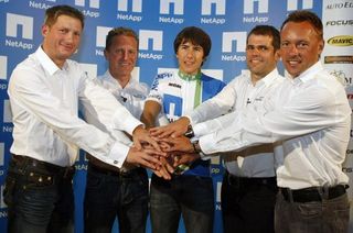 Tassilo Fricke (centre) is one of the young riders announced in Team NetApp's 14-man squad.