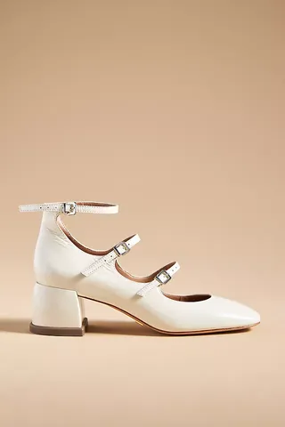 Vicenza Triple-Strap Mary Jane Heels