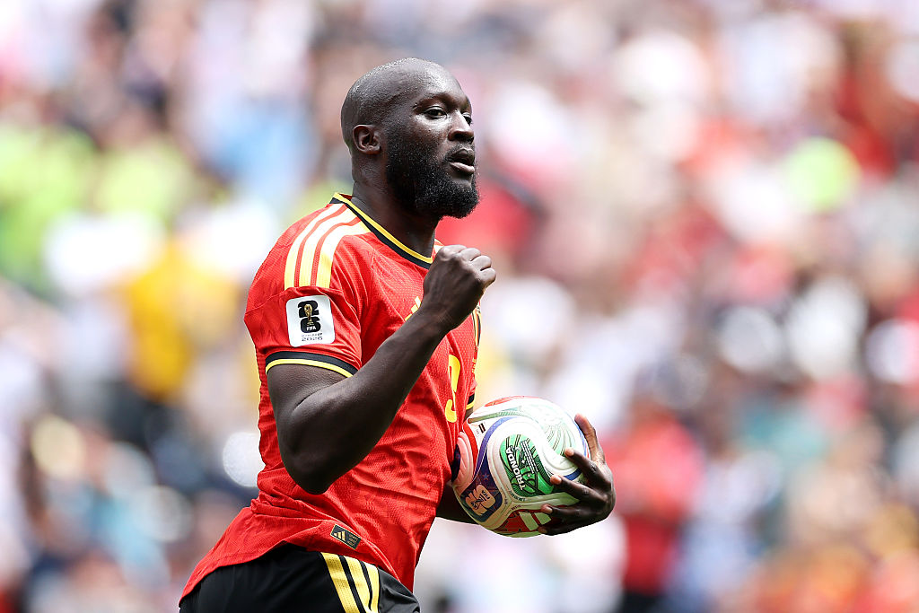 Romelu Lukaku of Belgium celebrates an own goal against Egypt