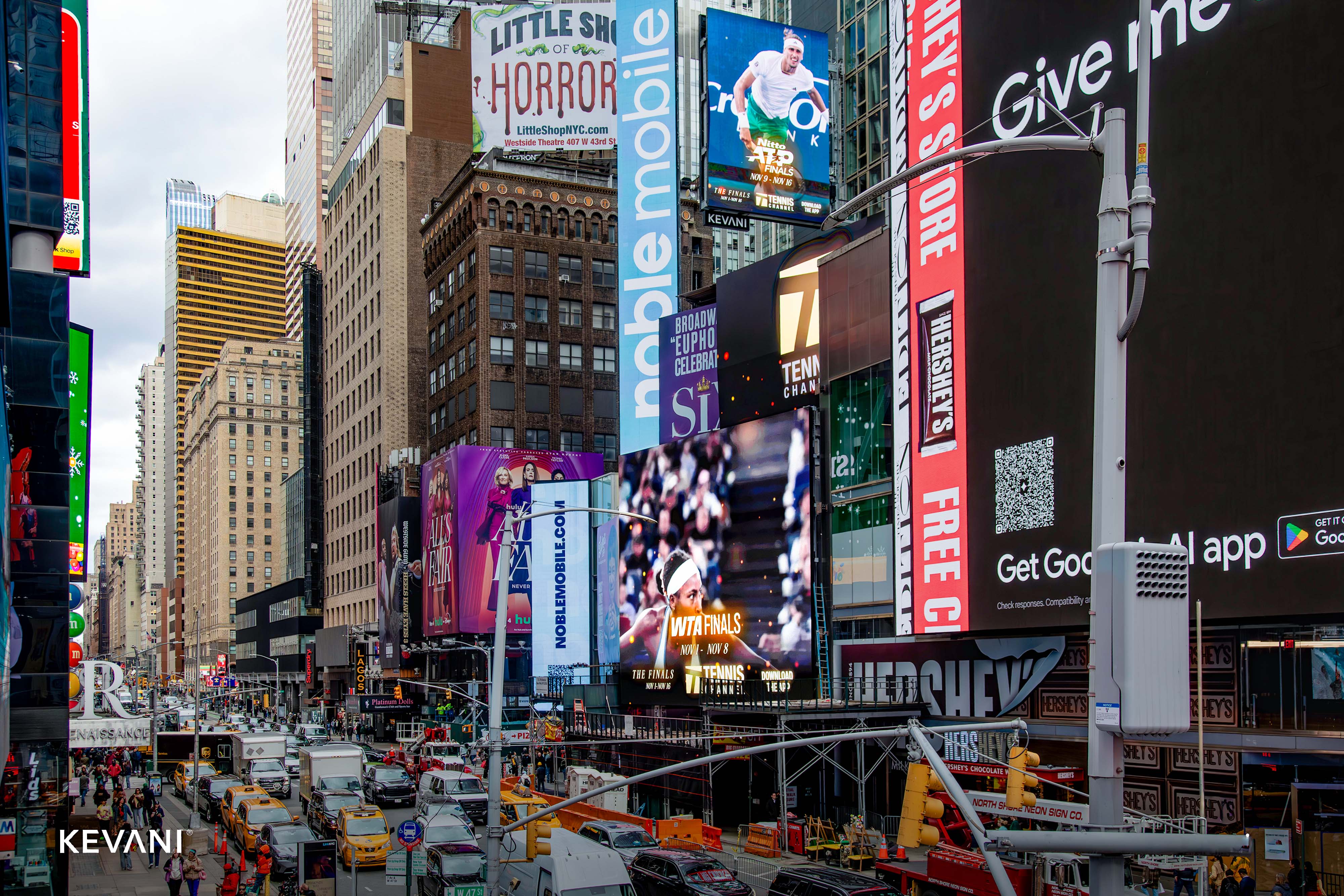 New Times Square Hotel alit with digittal signage displays.