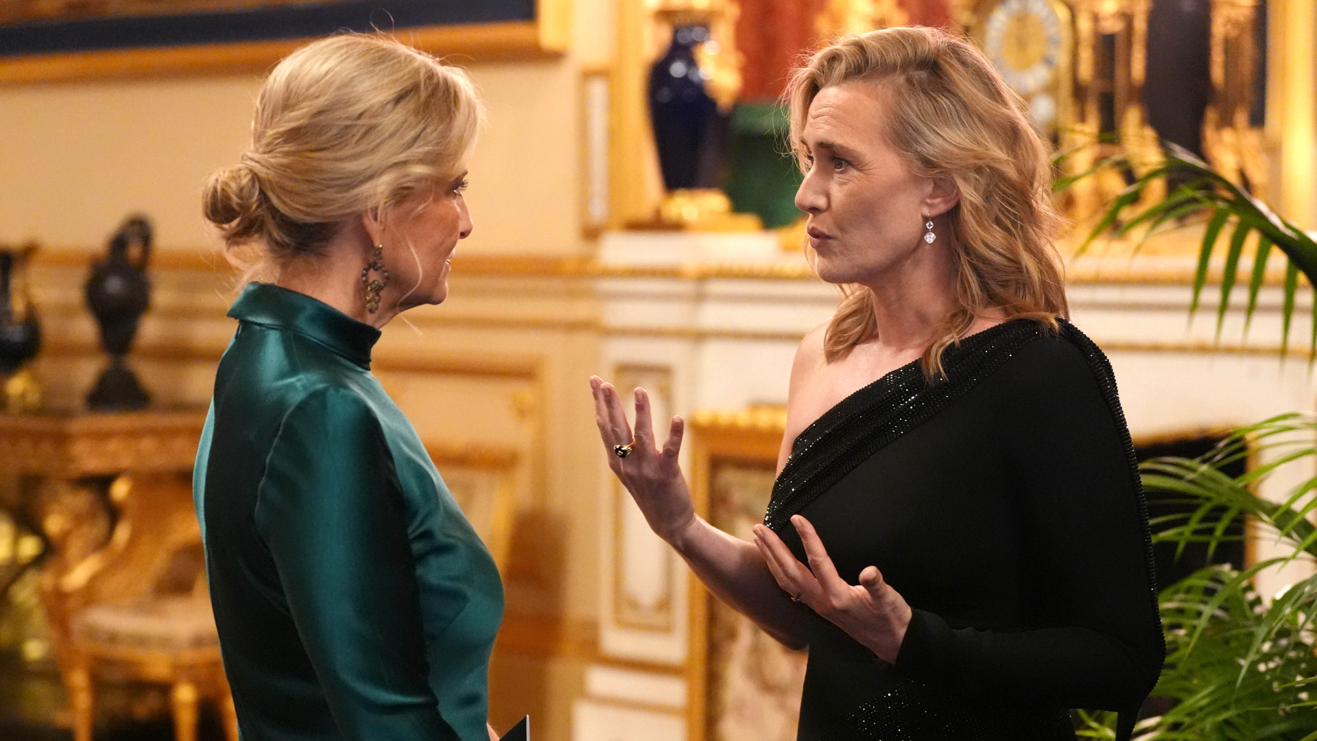 Duchess Sophie wears a Green Satin Dress