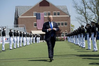President Trump at the Coast Guard Academy.