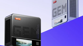Official render of the Aoostar Gem12 Mini PC in two color configurations.