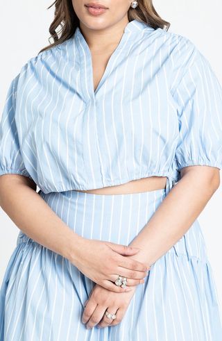 Crop Stripe Poplin Top