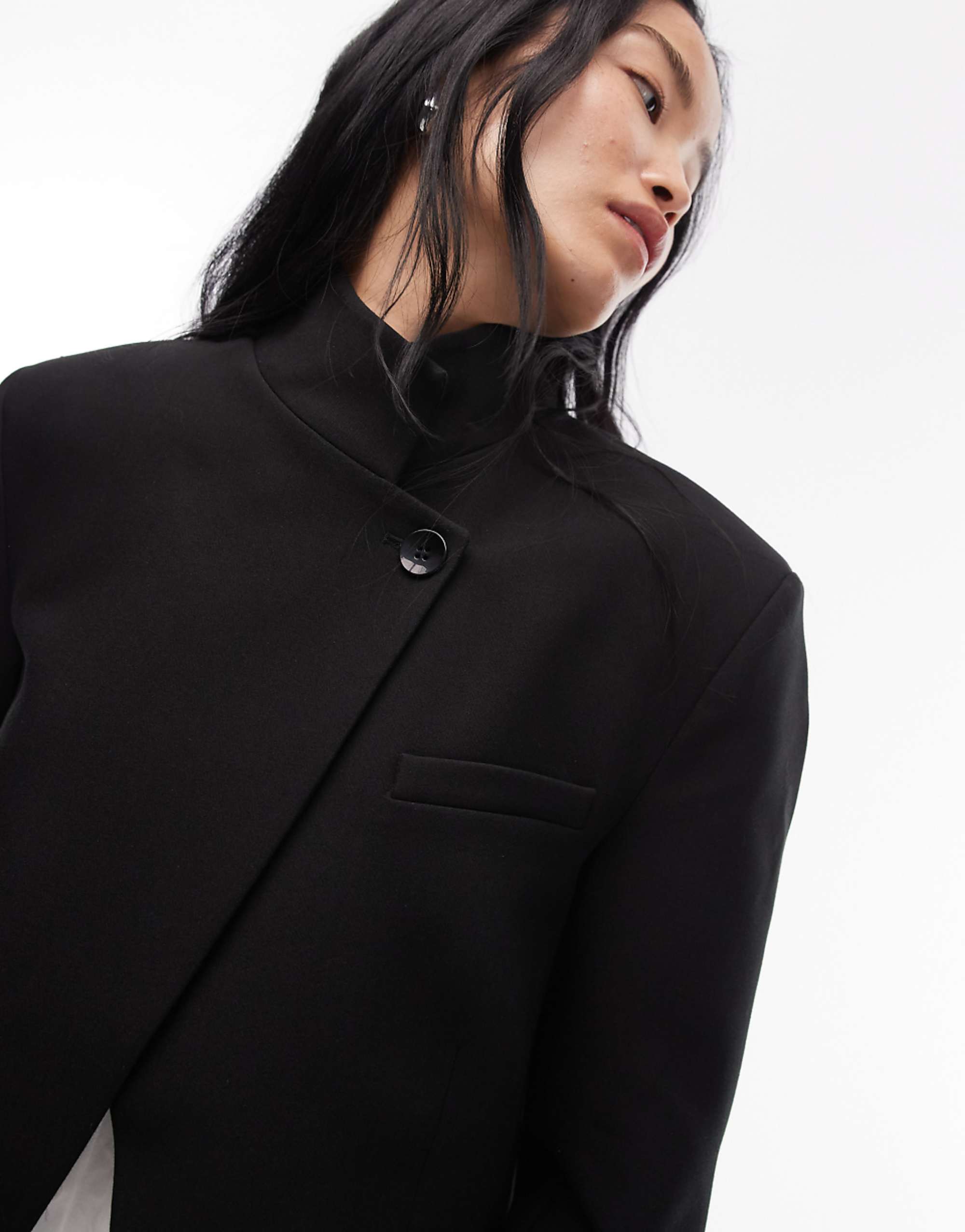 Asos Design Funnel Neck Wrap Blazer in Black