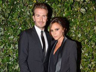 David and victoria beckham in matching black outfits at the vanity fair party