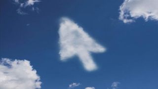 An cloud in the sky, shaped like an arrowhead.
