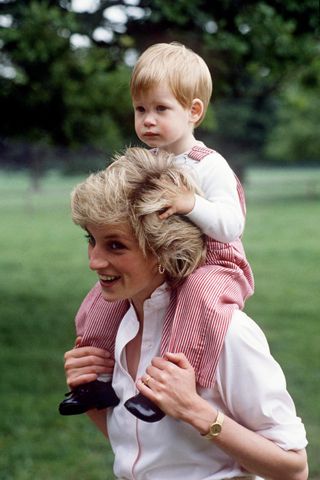 Prince Harry and Princess Diana at Highgrove in 1986
