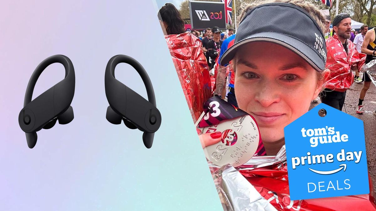 a photo of the Powerbeats Pro and Fitness Editor Jane McGuire