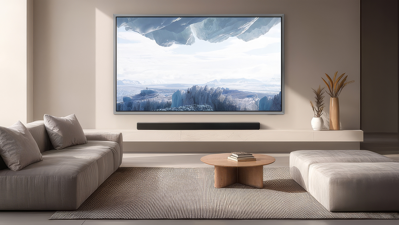 Samsung The Frame TV lifestyle show (in living room)