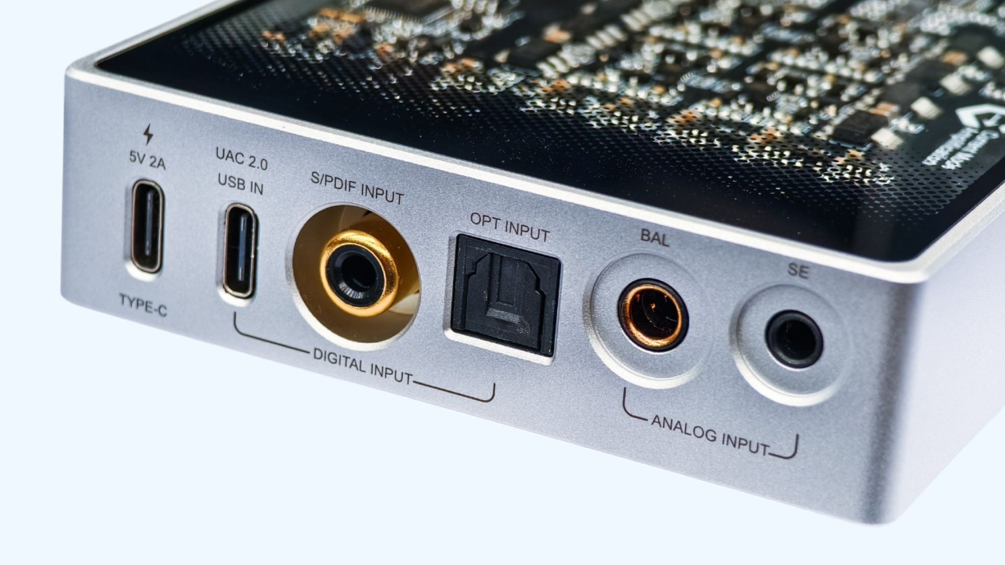 Rear view of the Questyle Sigma Pro showing its connectors
