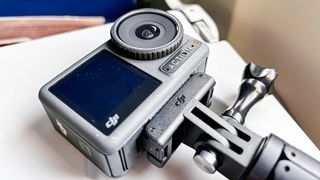 DJI Osmo Action 3 attached to tripod
