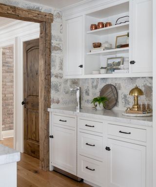 Butler's pantry with white cabinetry