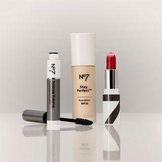 Three products from No7's All-Out Glam Make-Up Look